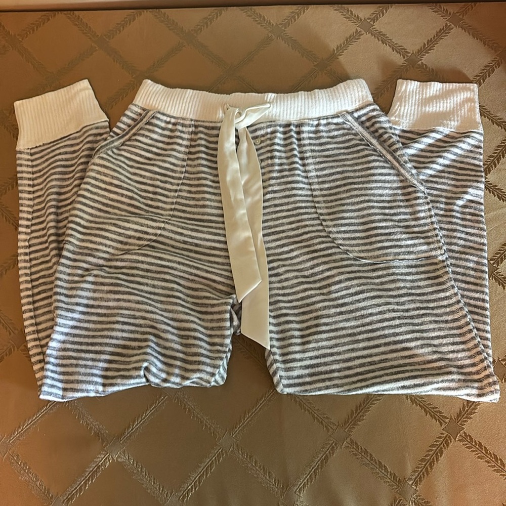 Grey and White Strip Pajama Pants